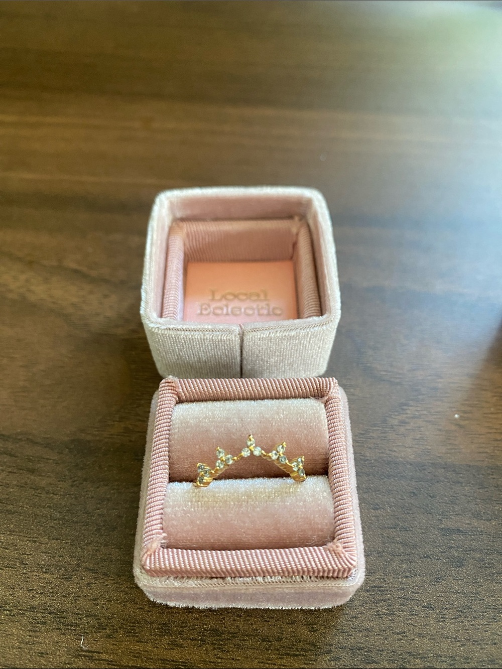 Local Eclectic Sprinkle Frosted Arc Ring - White Topaz - Picture 2 of 5